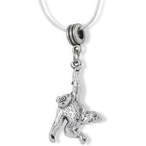 Monkey Hanging by One Arm Charm Snake Chain Necklace